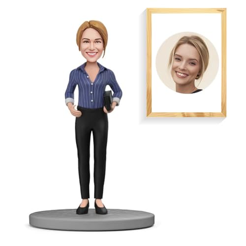 Personalized Bobblehead Doll.Custom Made from Photo.Birthday Cake Topper for Girls.Wife.Woman.Office Lady.Handmade Sculpture.Customized Statue