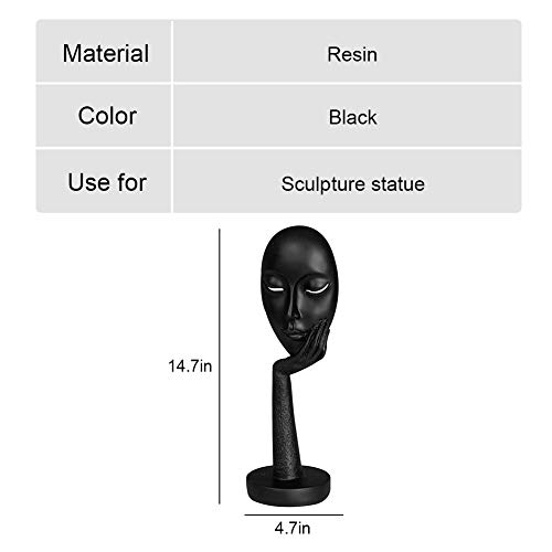 Abstract Characters Crafts Statue Women Face Art Sculpture Resin Handmade Carving Figurine Thinking Lady Statue Home Office Bedroom Living Room Study Room Studio Decorations