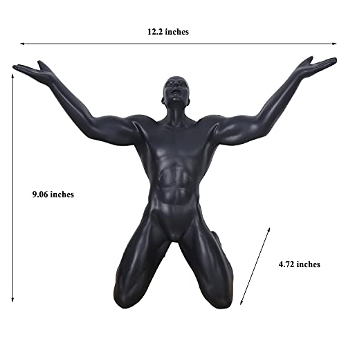 Resin Retro Sculptures Statue Ornaments Bookshelf Desktop Shouting Character Decoration Collectible Figurines Home Office (Black)
