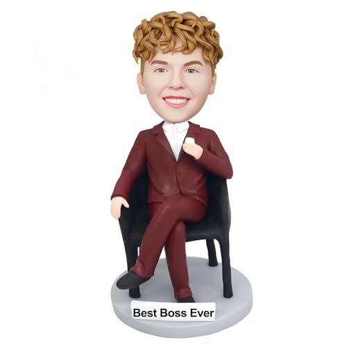 Custom Boss Bobblehead Figurine. Business Professional Sculpture for Best Boss Gift. Seated Pose On Chair.Handmade Statue Office Decoration