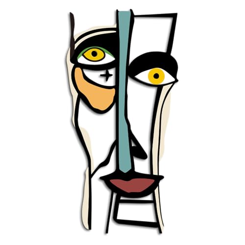 Kas Home Abstract Wall Decor. Abstract Metal Line Face Wall Art Sign Modern Home Decor for Living Room. Bedroom. Office. Housewarming Couple's Gifts (8L x 16W)