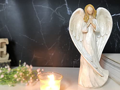 Hodao 8.9inch Resin Praying Angel Sculpture Figurine for Gifts Home Decoration Praying commemorating Angel Statue. exquisitely Carved and Hand-Painted Characters (Praying)