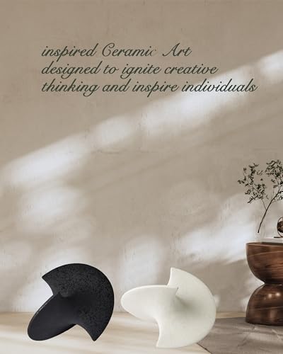 UPWOIGH Large Black Ceramic Inspired Art. Handmade Statues Personalized Ceramic Balancing Sculpture for Living Room.Table Décor.1Pack(9.45x8.6in)