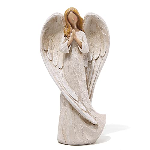 Hodao 8.9inch Resin Praying Angel Sculpture Figurine for Gifts Home Decoration Praying commemorating Angel Statue. exquisitely Carved and Hand-Painted Characters (Praying)