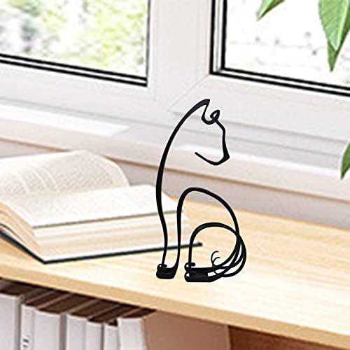 Cat Minimalist Art Sculpture. Personalized Metal Abstract Metal Line Crafts Creative Statue for Living Room. Home Office. Desk. Wall Decoration