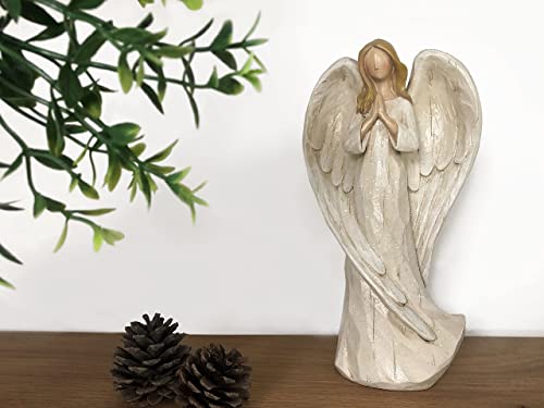 Hodao 8.9inch Resin Praying Angel Sculpture Figurine for Gifts Home Decoration Praying commemorating Angel Statue. exquisitely Carved and Hand-Painted Characters (Praying)