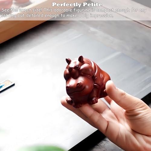 Hippo Figurine Tea Pet. Handmade Clay Sculpture for Tea Ceremony. Mini Desk Pet and Office Decor for Men. Collectible Zen Gift for Tea Lovers. 2.6 Inch