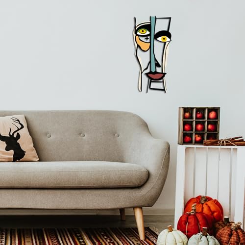 Kas Home Abstract Wall Decor. Abstract Metal Line Face Wall Art Sign Modern Home Decor for Living Room. Bedroom. Office. Housewarming Couple's Gifts (8L x 16W)