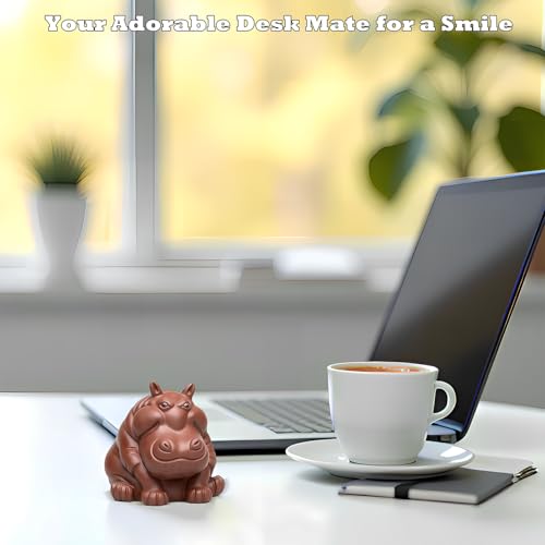Hippo Figurine Tea Pet. Handmade Clay Sculpture for Tea Ceremony. Mini Desk Pet and Office Decor for Men. Collectible Zen Gift for Tea Lovers. 2.6 Inch