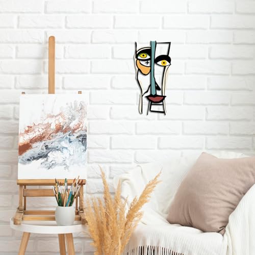 Kas Home Abstract Wall Decor. Abstract Metal Line Face Wall Art Sign Modern Home Decor for Living Room. Bedroom. Office. Housewarming Couple's Gifts (8L x 16W)