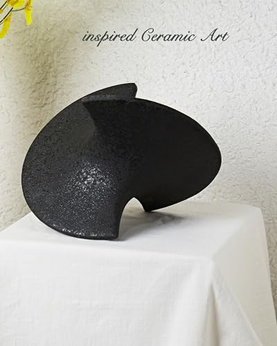 UPWOIGH Large Black Ceramic Inspired Art. Handmade Statues Personalized Ceramic Balancing Sculpture for Living Room.Table Décor.1Pack(9.45x8.6in)