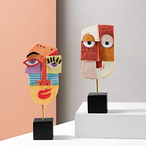 Abstract Characters Crafts Ornaments Face Art Statue Sculpture Resin Handmade Carving Figurine Knick-Knack Home Office Bedroom Living Room Study Room Studio Decorations. Proud Face