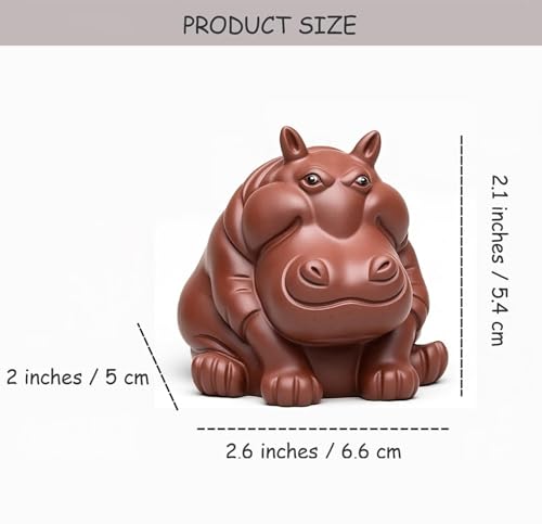 Hippo Figurine Tea Pet. Handmade Clay Sculpture for Tea Ceremony. Mini Desk Pet and Office Decor for Men. Collectible Zen Gift for Tea Lovers. 2.6 Inch