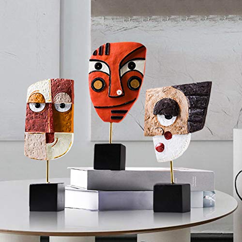 Abstract Characters Crafts Ornaments Face Art Statue Sculpture Resin Handmade Carving Figurine Knick-Knack Home Office Bedroom Living Room Study Room Studio Decorations. Proud Face