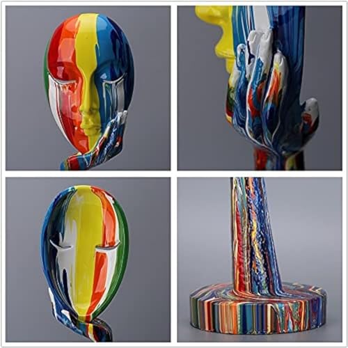 Simple Creative Colorful Women Face Art Statue Thinker Lady Sculpture Abstract Characters Crafts Ornaments Home Office Bedroom Living Room Study Room Studio Decorations (Large 15.3x4.9x4.9in)