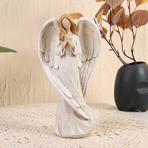 Hodao 8.9inch Resin Praying Angel Sculpture Figurine for Gifts Home Decoration Praying commemorating Angel Statue. exquisitely Carved and Hand-Painted Characters (Praying)