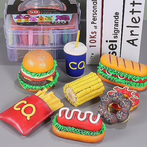 CiaraQ Polymer Clay Starter Kit. 50 Colors Oven Bake Modeling Clay Set with Sculpting Tools. Safe & Non-Toxic. Great for Kids. Beginners. Artists.